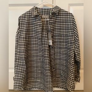 Everlane The Boxy Oxford navy/black plaid Med